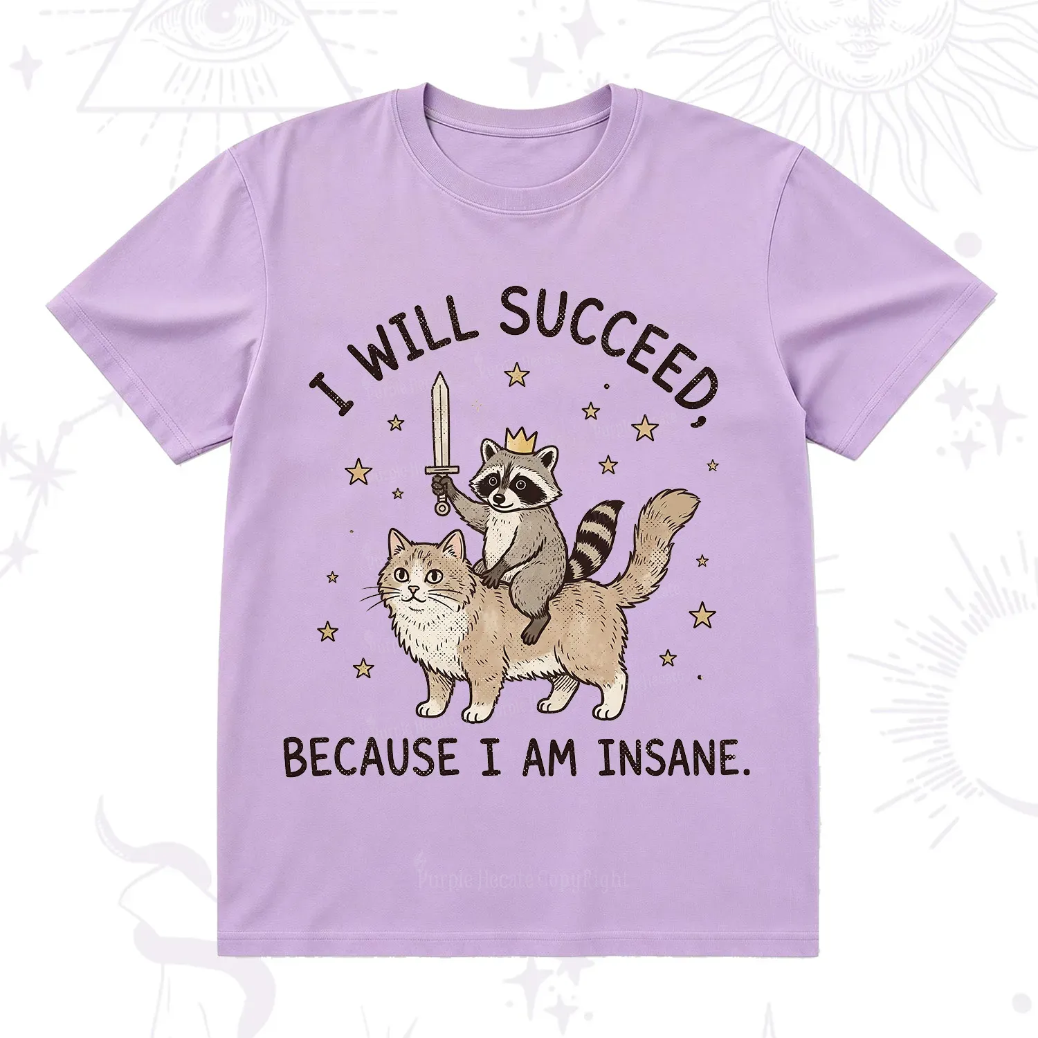 Purplehecate I Will Succeed Because I Am Insane Funny Raccoon T-Shirt