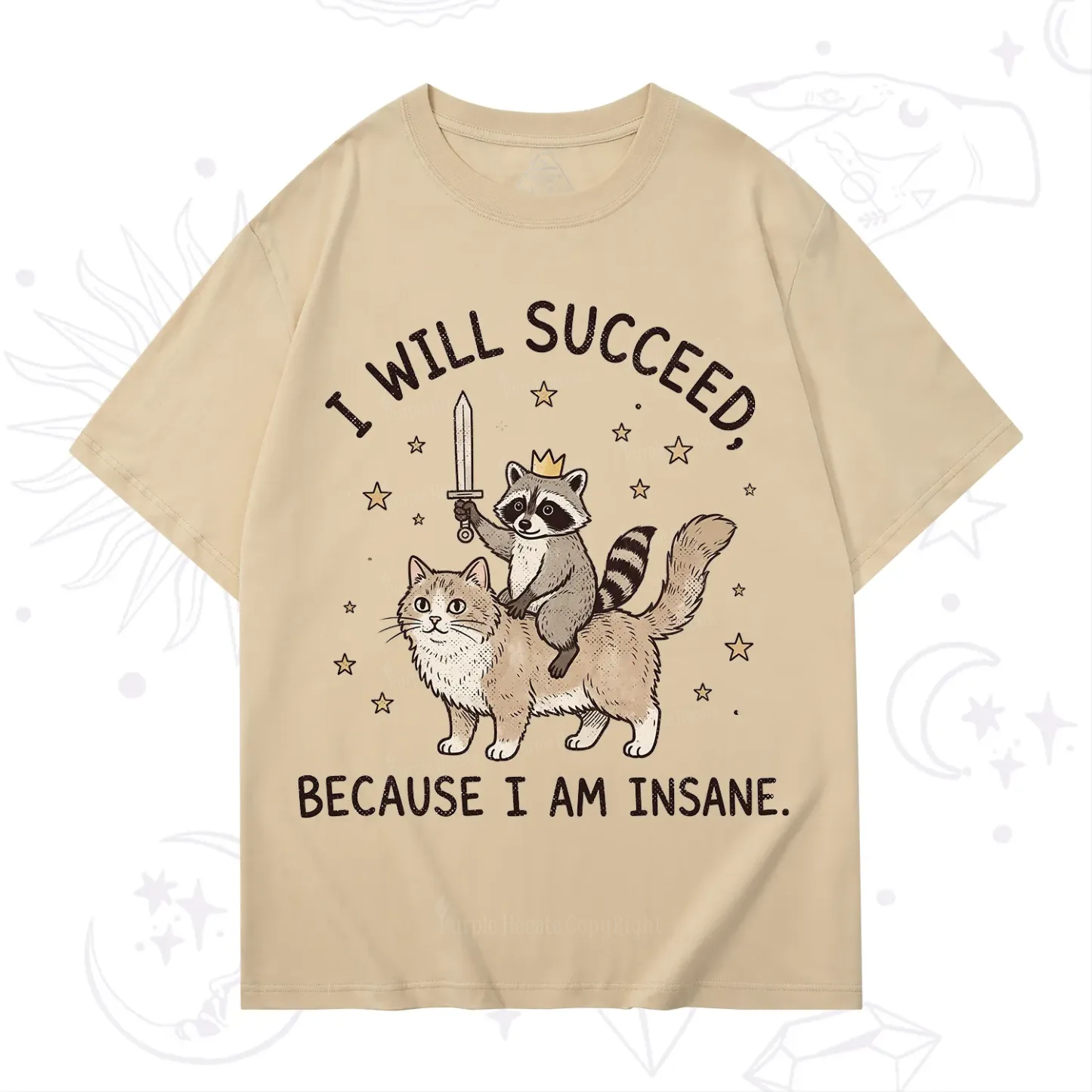 Purplehecate I Will Succeed Because I Am Insane Funny Raccoon T-Shirt