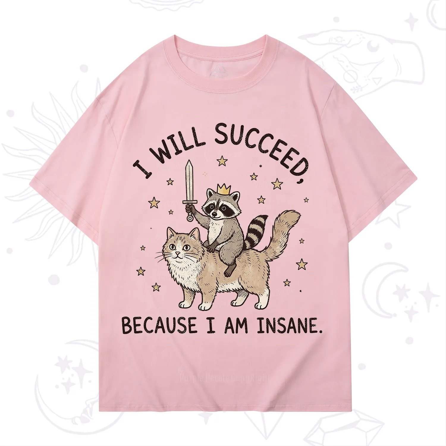 Purplehecate I Will Succeed Because I Am Insane Funny Raccoon T-Shirt