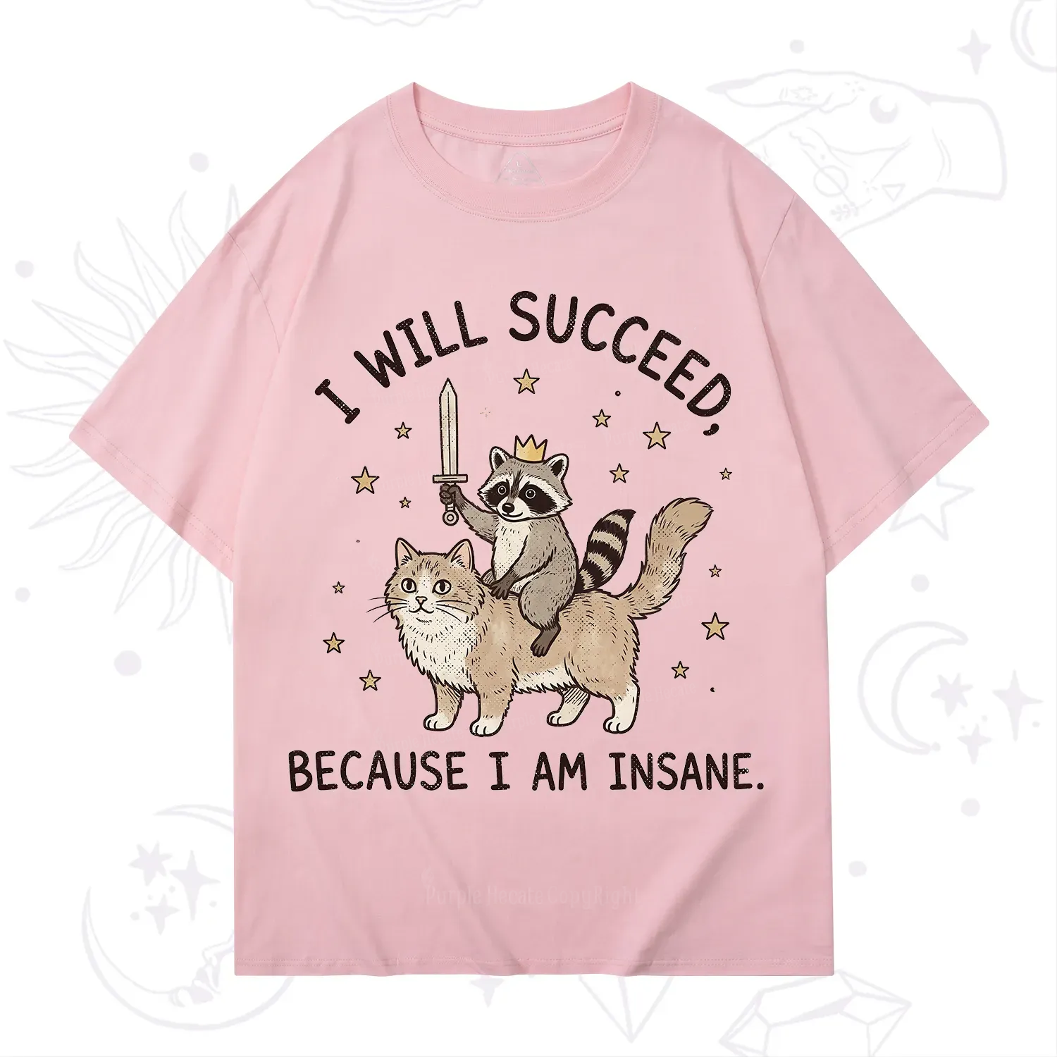 Purplehecate I Will Succeed Because I Am Insane Funny Raccoon T-Shirt