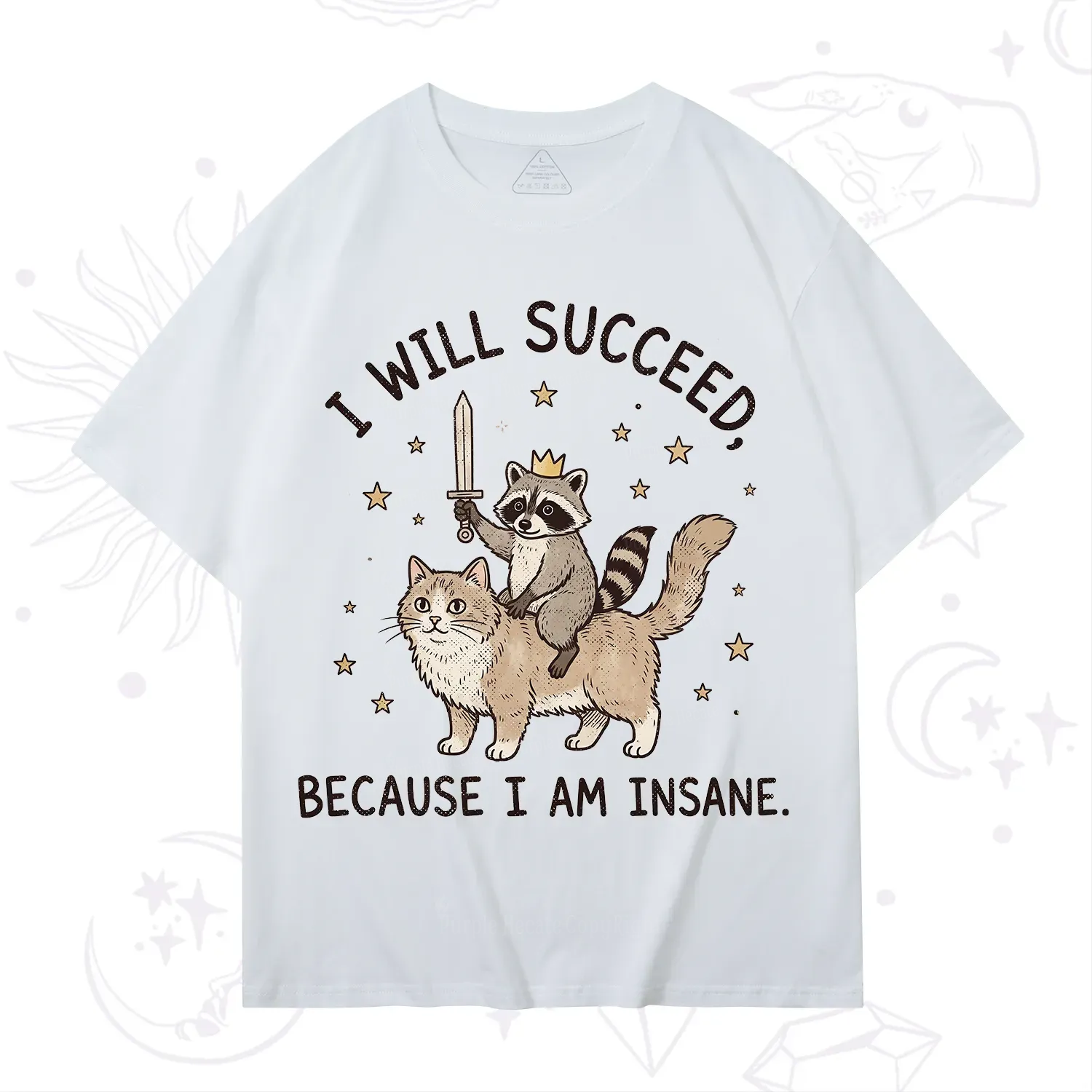 Purplehecate I Will Succeed Because I Am Insane Funny Raccoon T-Shirt