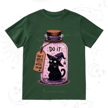 Purplehecate Witchy Cat in a Bottle T-Shirt