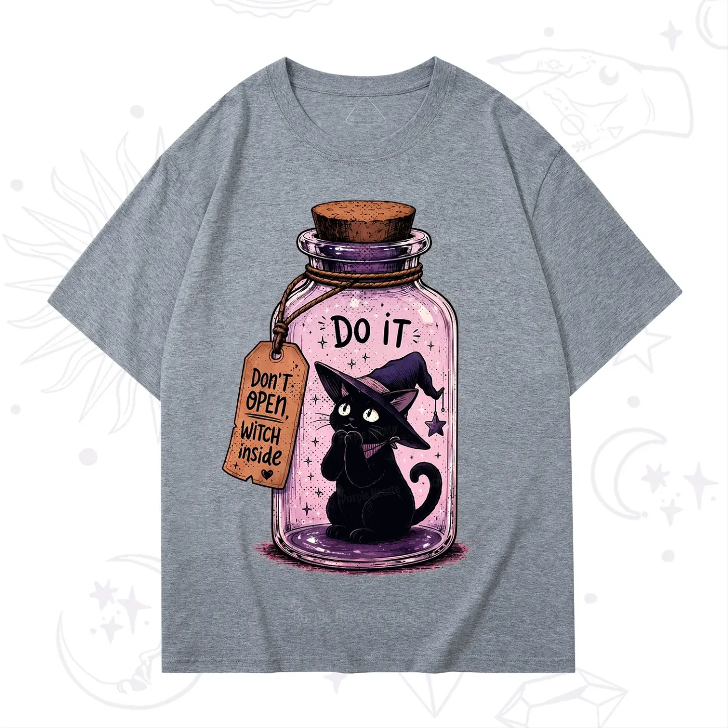 Purplehecate Witchy Cat in a Bottle T-Shirt