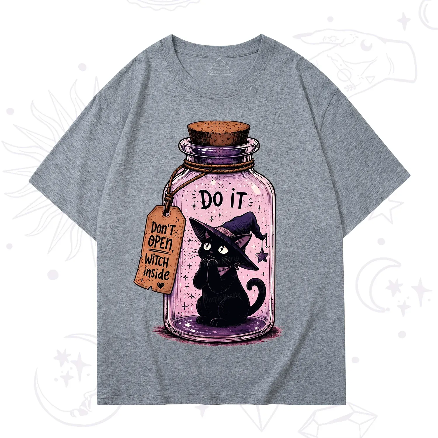 Purplehecate Witchy Cat in a Bottle T-Shirt