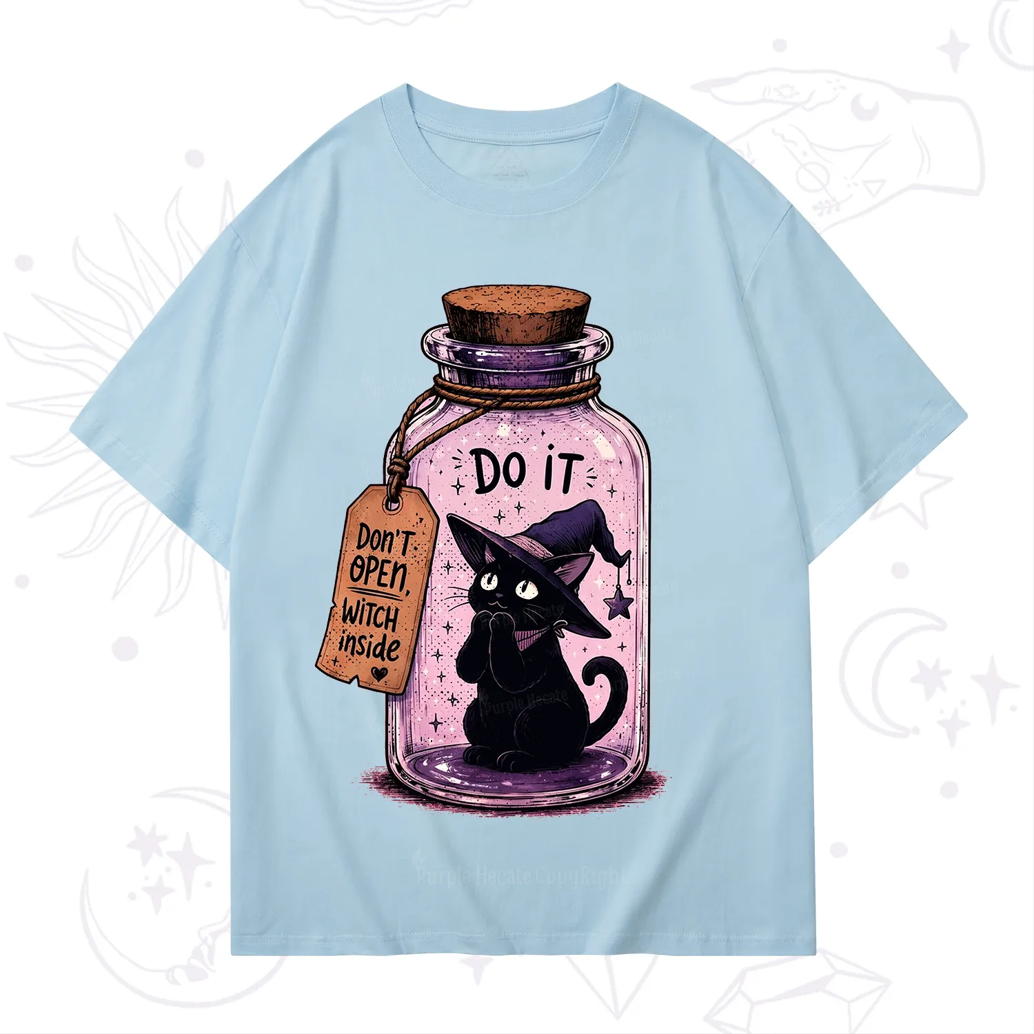 Purplehecate Witchy Cat in a Bottle T-Shirt