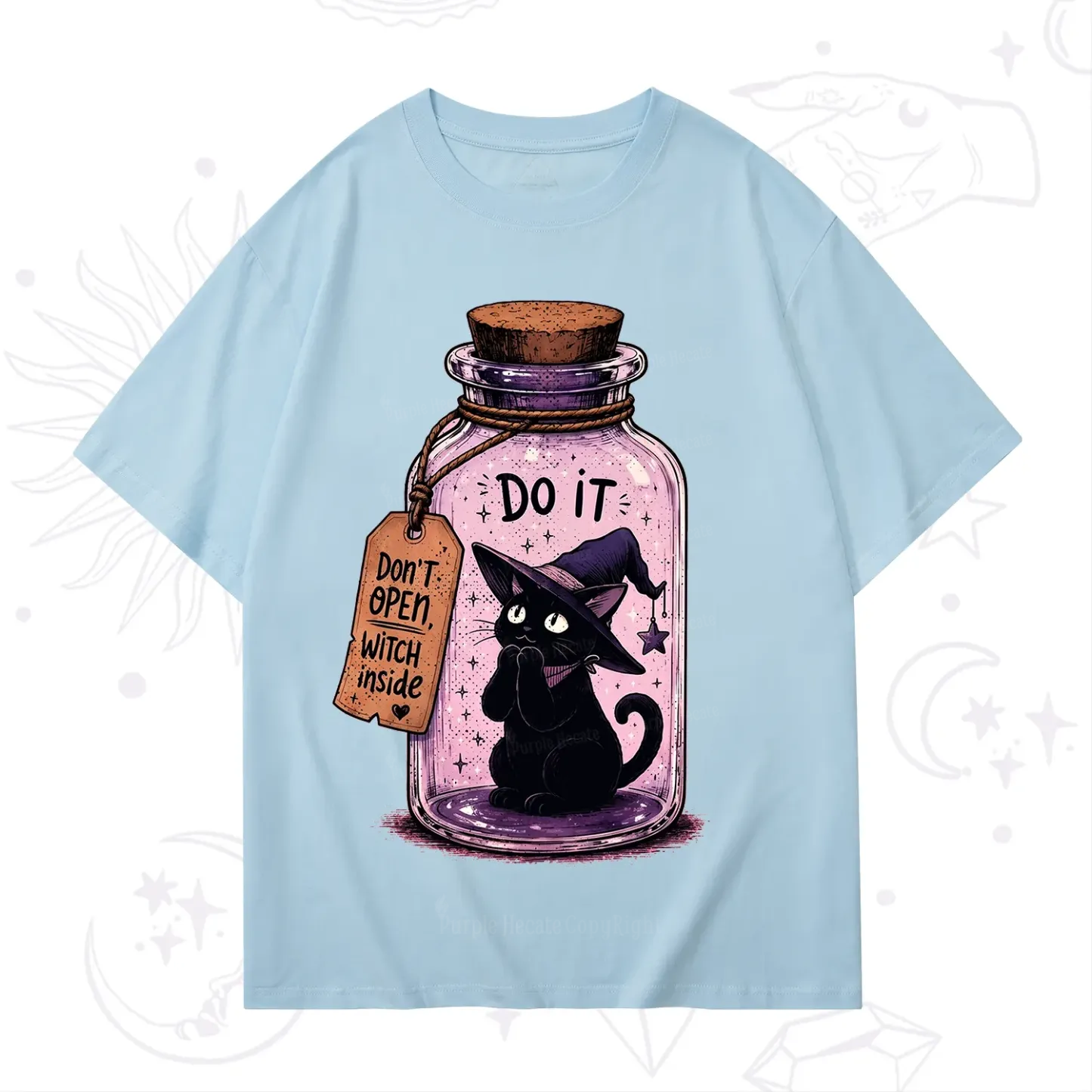 Purplehecate Witchy Cat in a Bottle T-Shirt