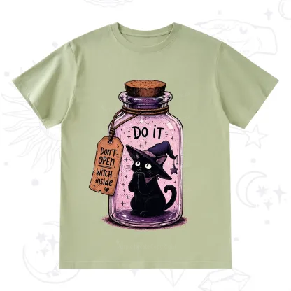 Purplehecate Witchy Cat in a Bottle T-Shirt