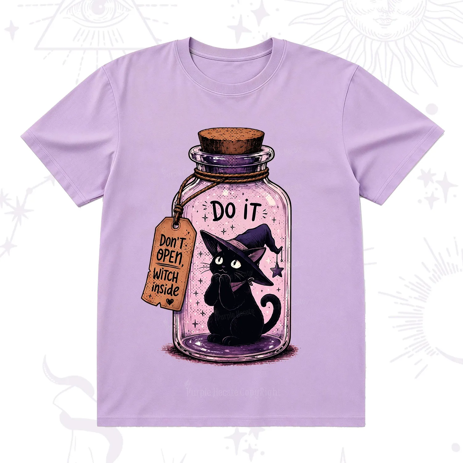 Purplehecate Witchy Cat in a Bottle T-Shirt