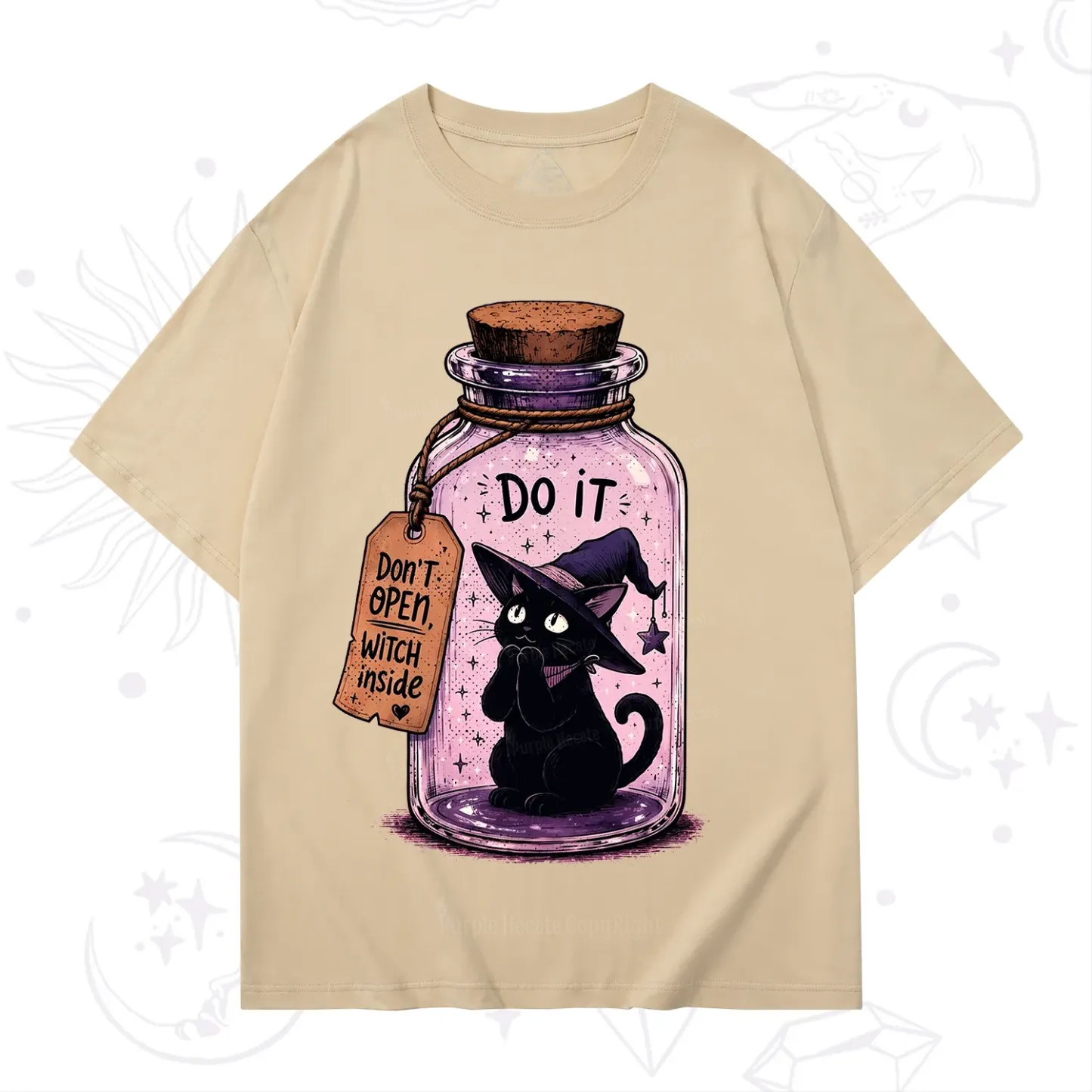 Purplehecate Witchy Cat in a Bottle T-Shirt