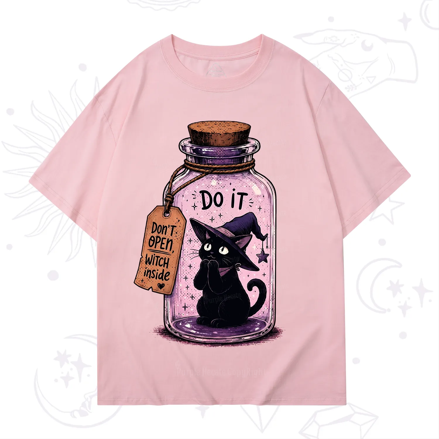 Purplehecate Witchy Cat in a Bottle T-Shirt