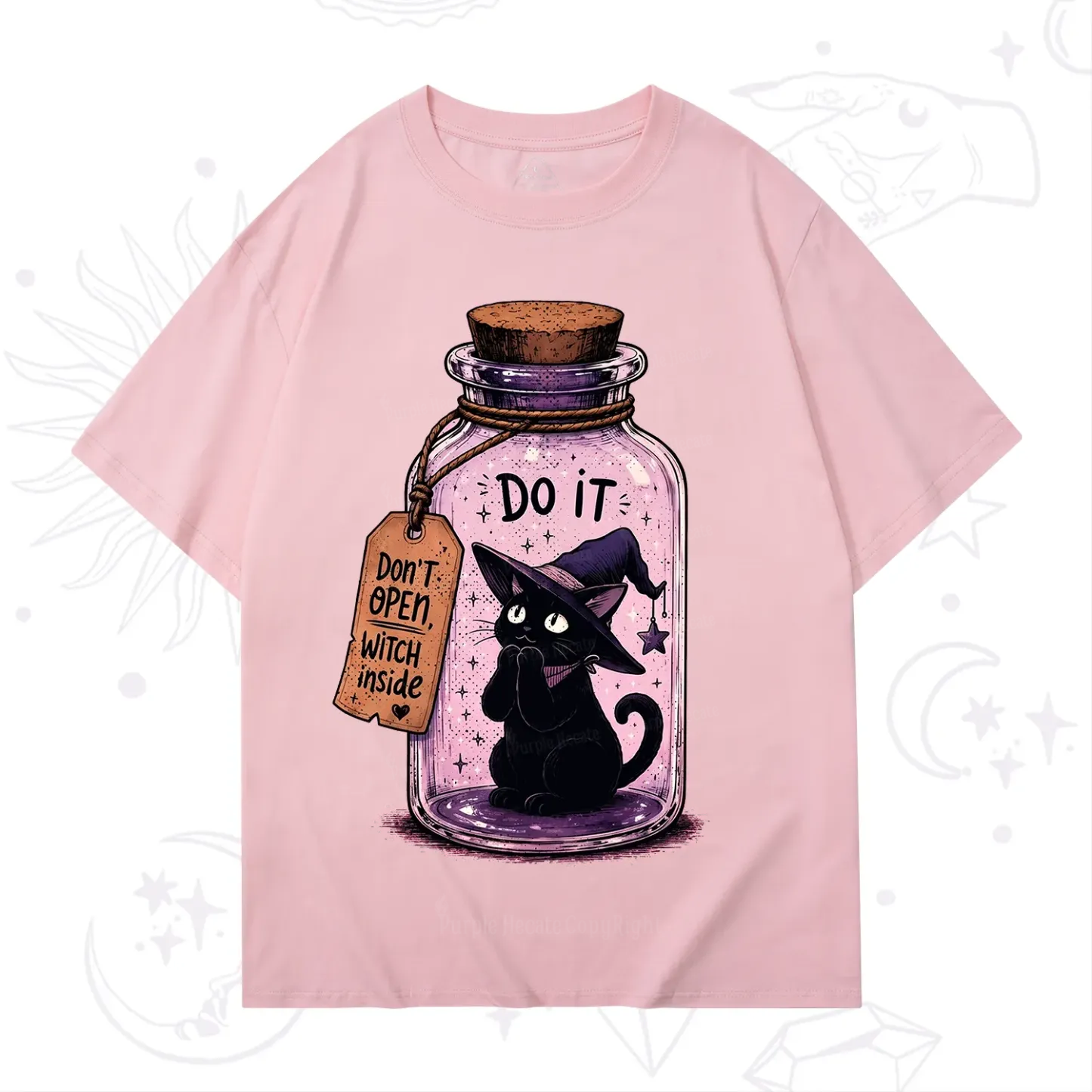 Purplehecate Witchy Cat in a Bottle T-Shirt