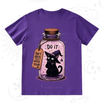 Purplehecate Witchy Cat in a Bottle T-Shirt