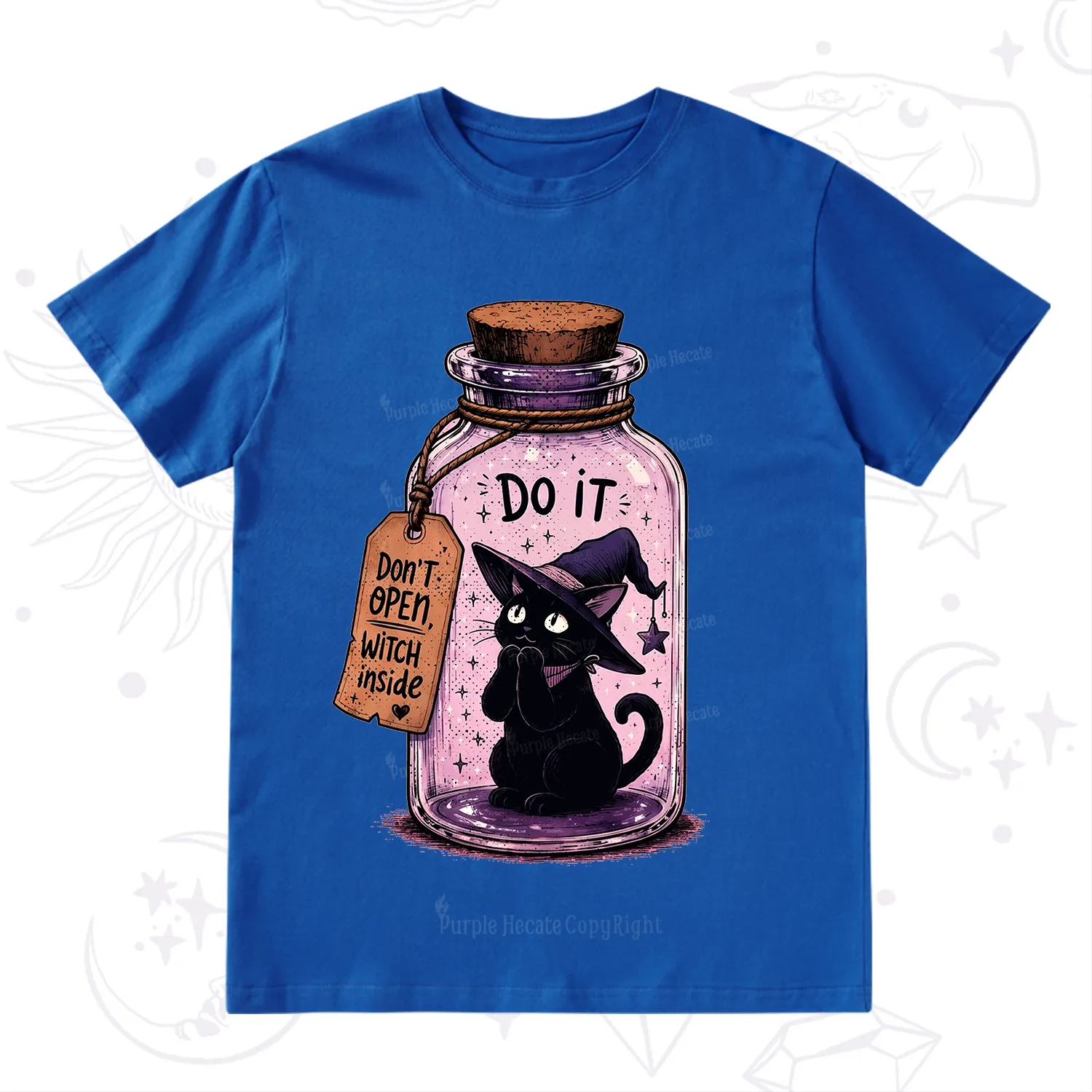 Purplehecate Witchy Cat in a Bottle T-Shirt