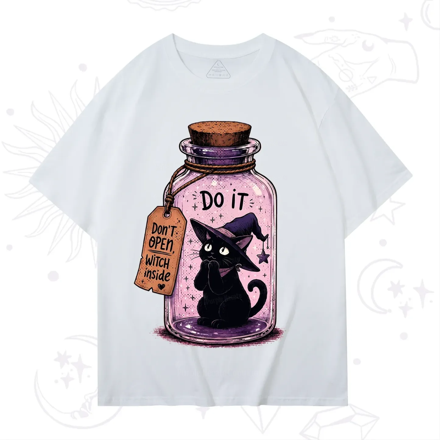Purplehecate Witchy Cat in a Bottle T-Shirt