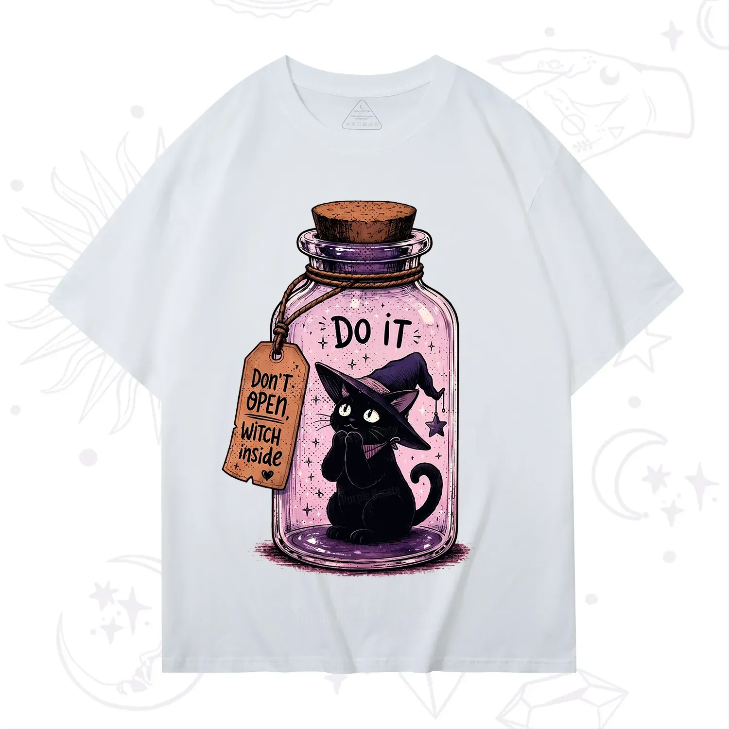 Purplehecate Witchy Cat in a Bottle T-Shirt