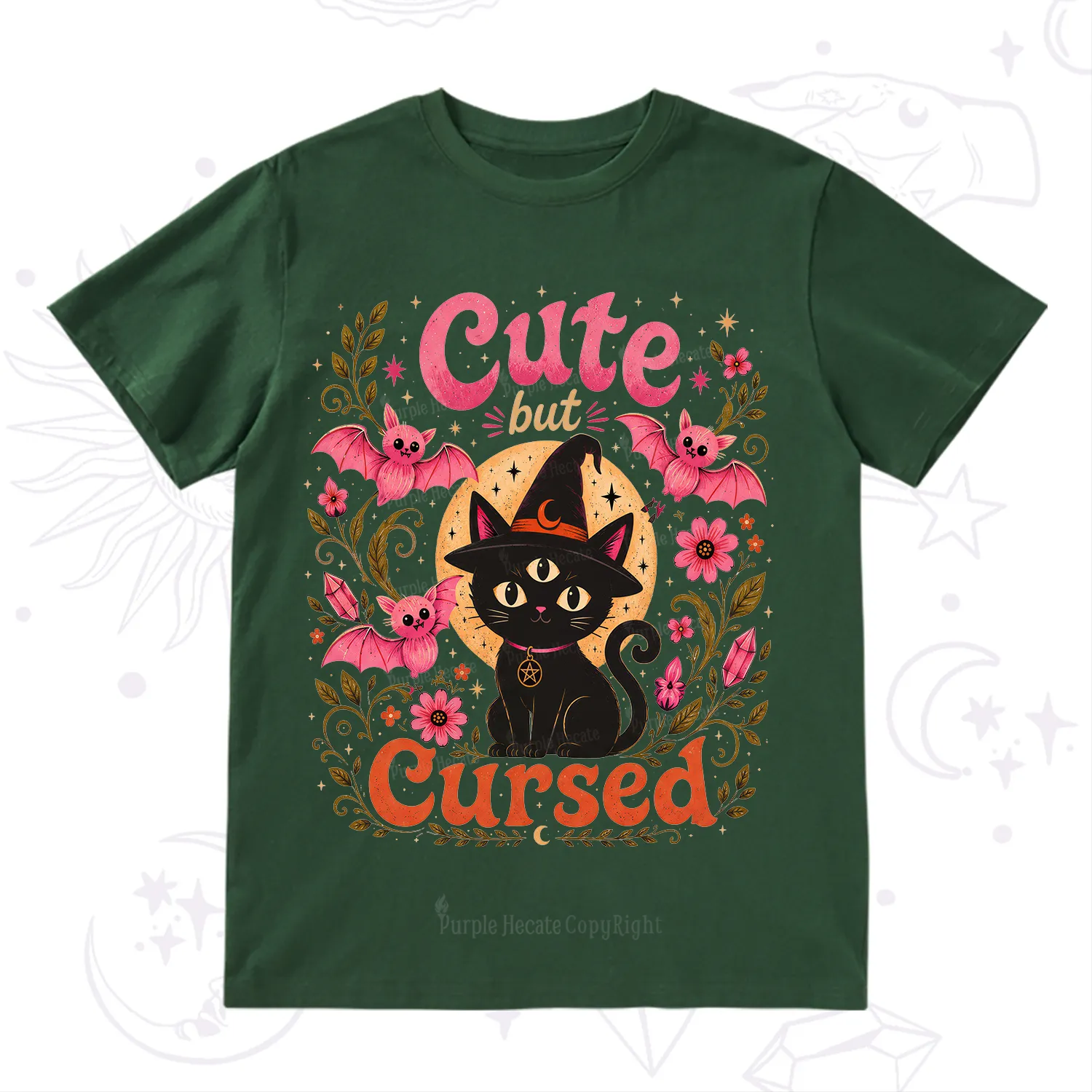Purplehecate Cute but Cursed Black Cat T-Shirt