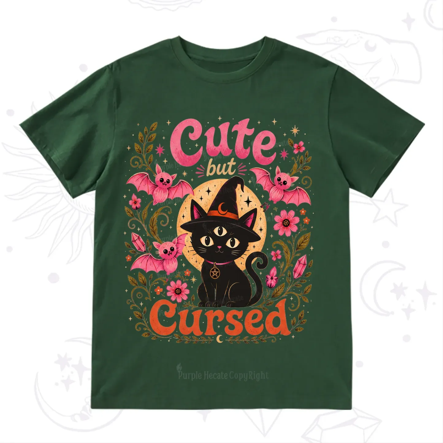 Purplehecate Cute but Cursed Black Cat T-Shirt