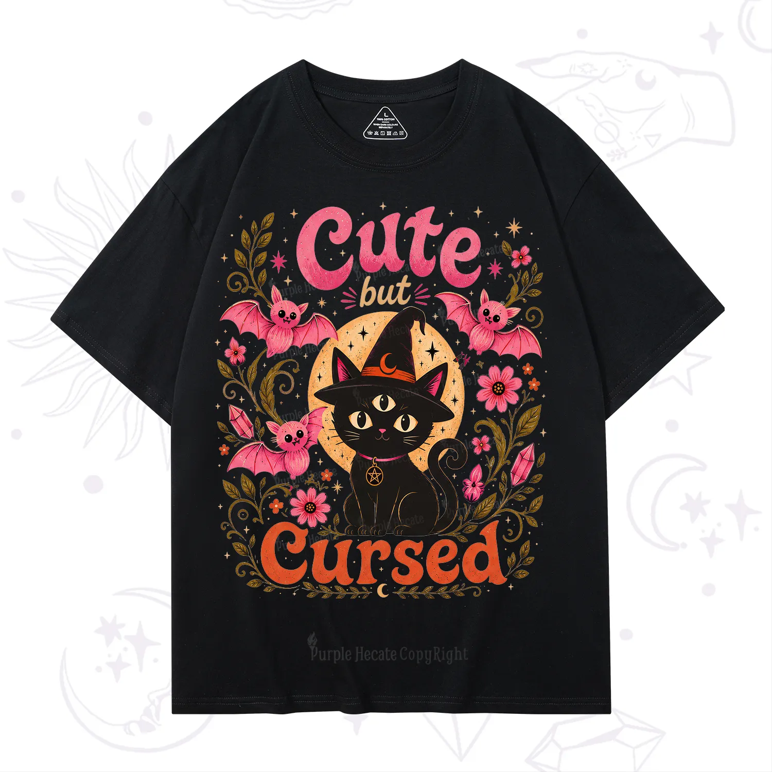 Purplehecate Cute but Cursed Black Cat T-Shirt