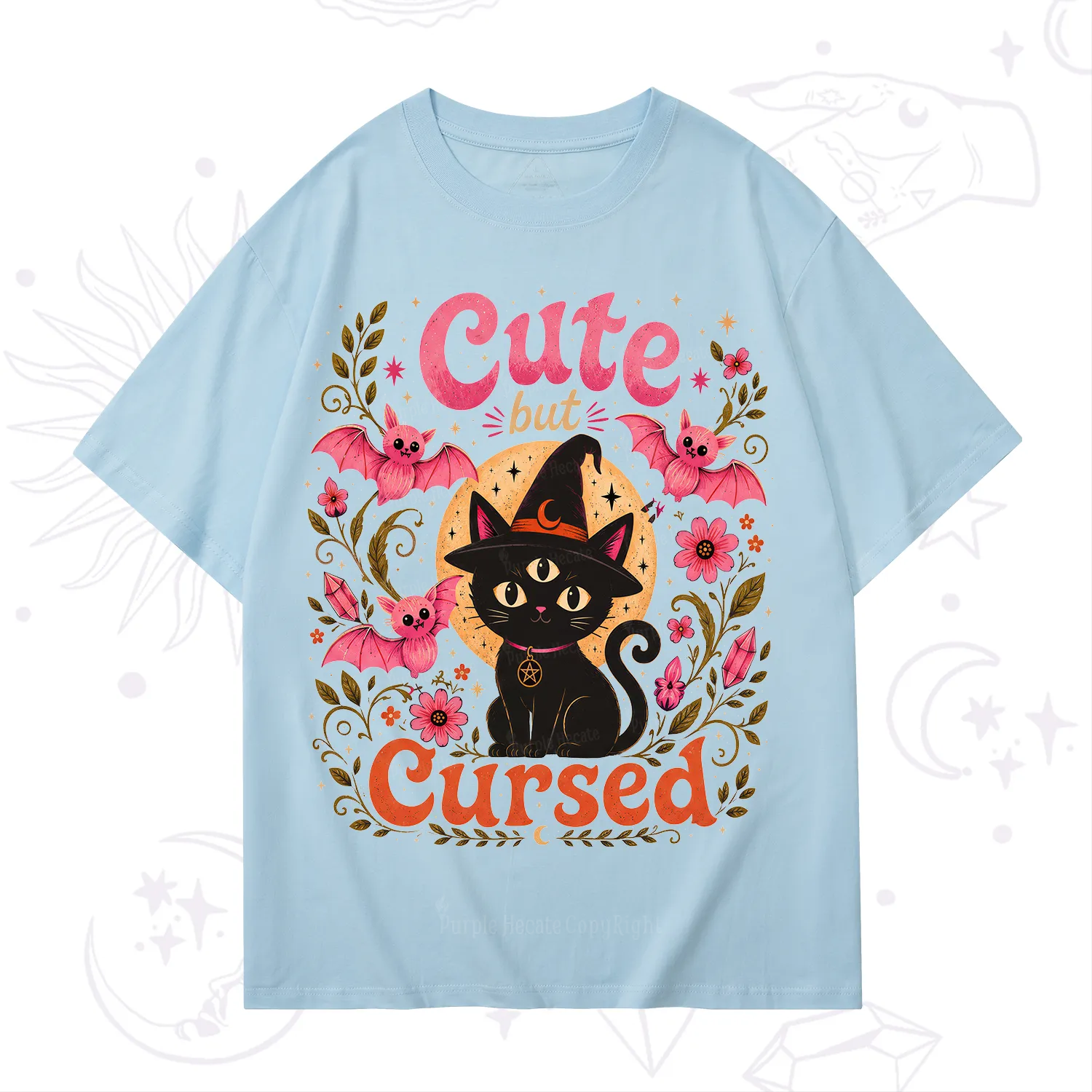 Purplehecate Cute but Cursed Black Cat T-Shirt