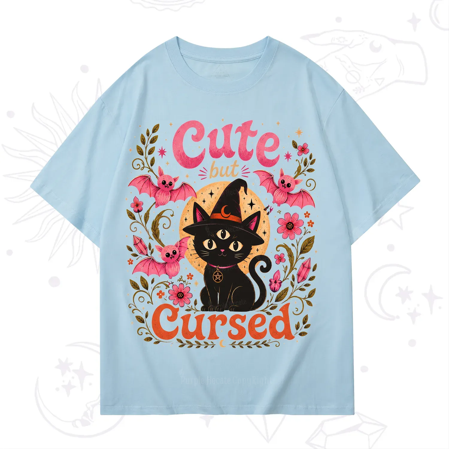 Purplehecate Cute but Cursed Black Cat T-Shirt
