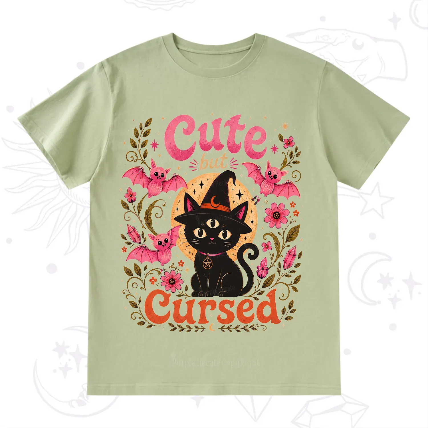 Purplehecate Cute but Cursed Black Cat T-Shirt