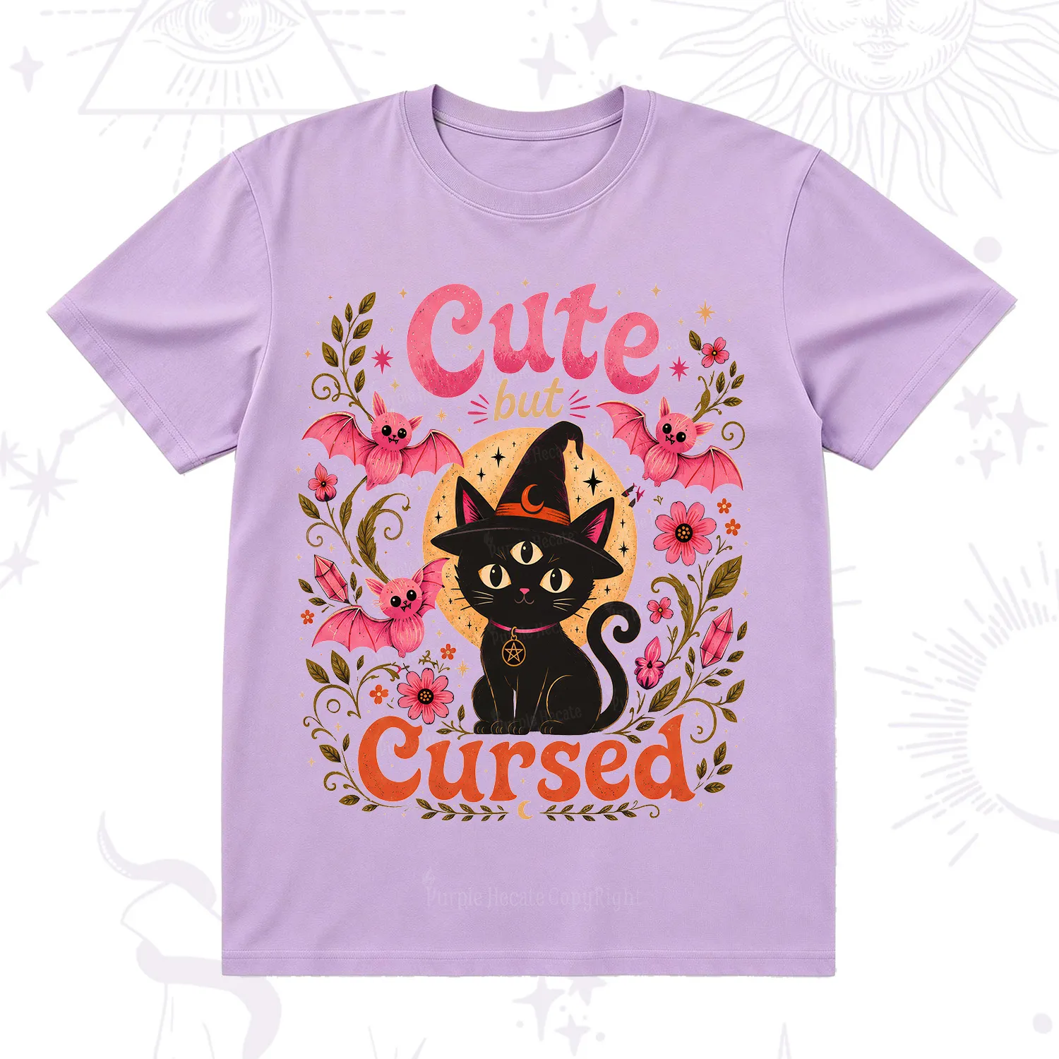 Purplehecate Cute but Cursed Black Cat T-Shirt