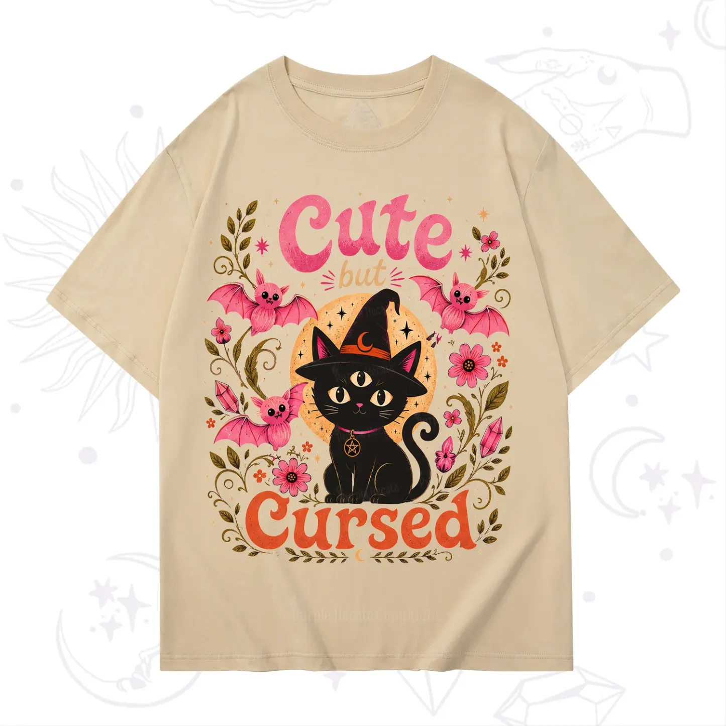 Purplehecate Cute but Cursed Black Cat T-Shirt
