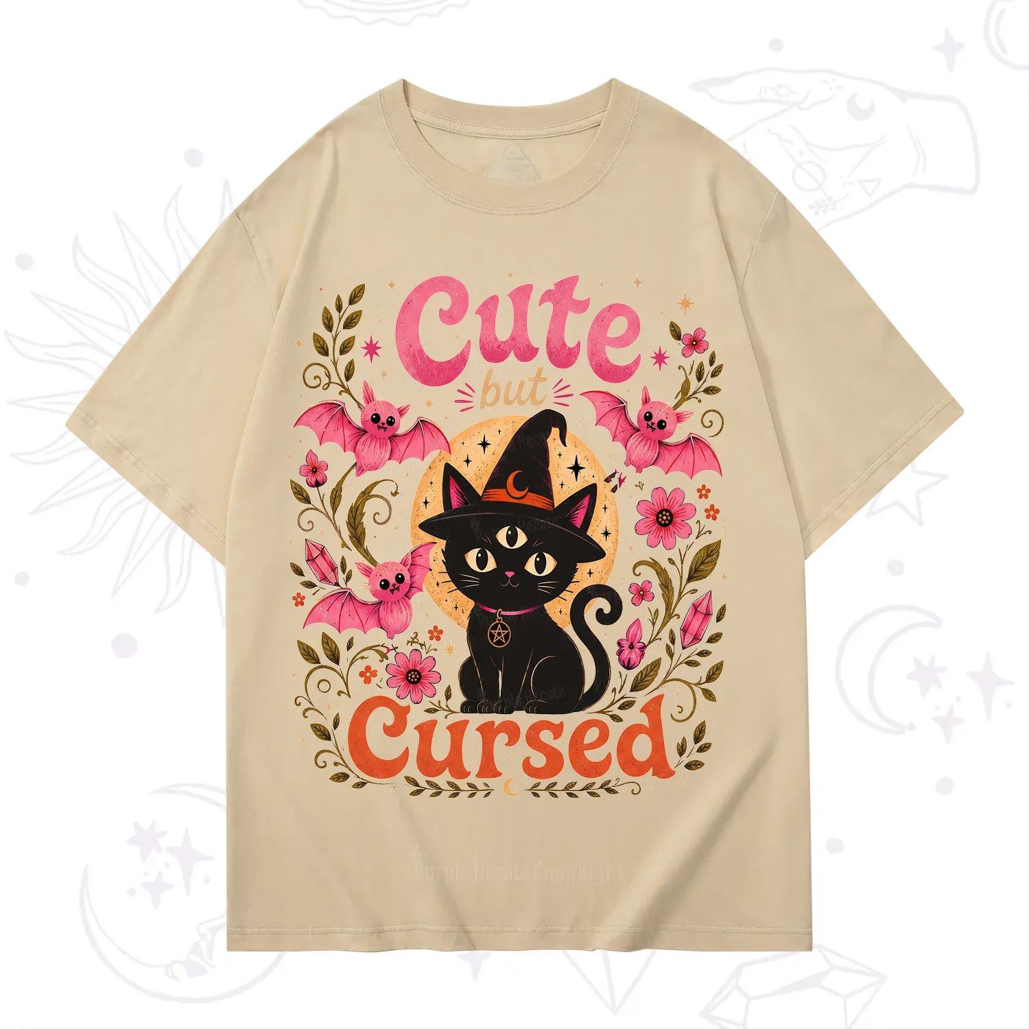 Purplehecate Cute but Cursed Black Cat T-Shirt