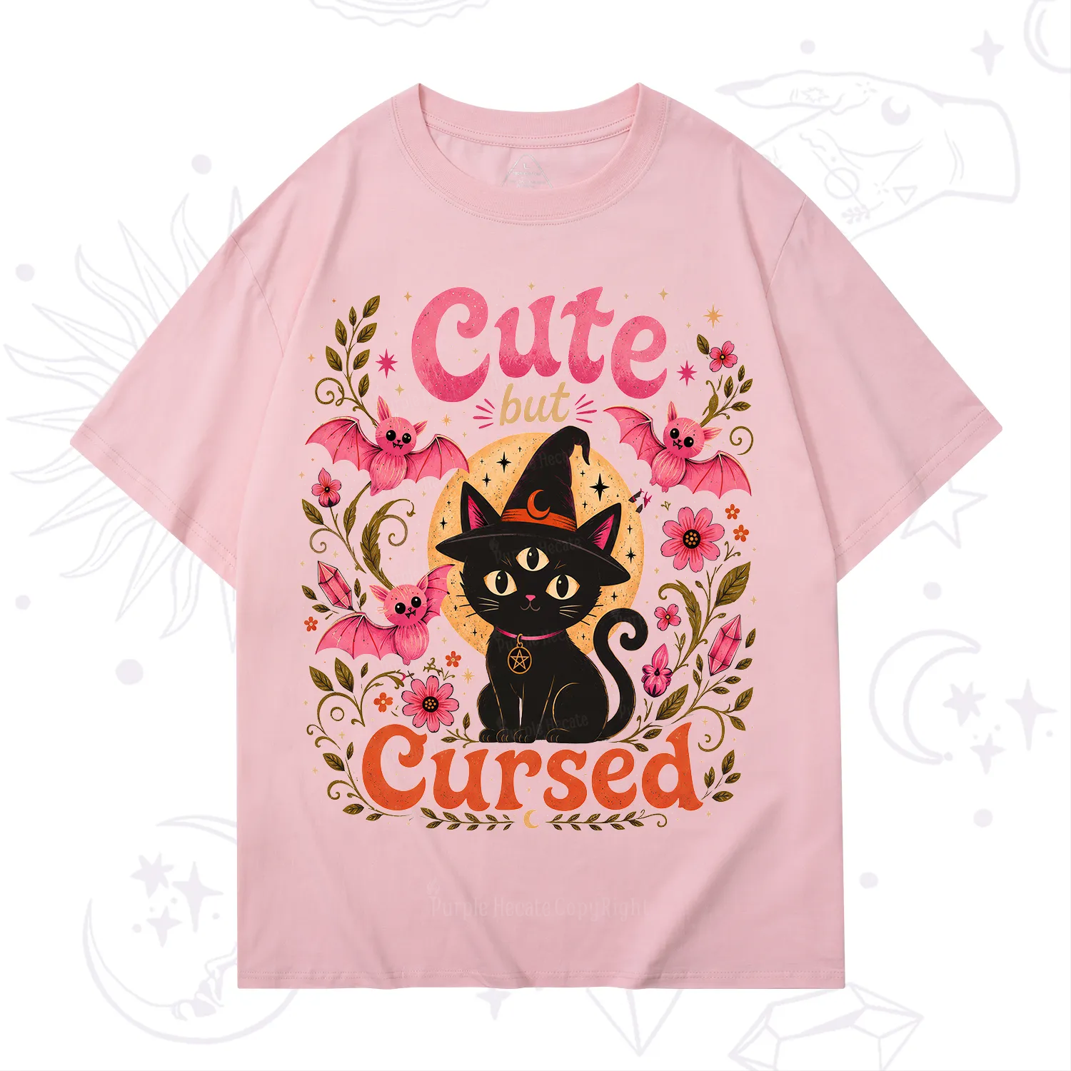 Purplehecate Cute but Cursed Black Cat T-Shirt