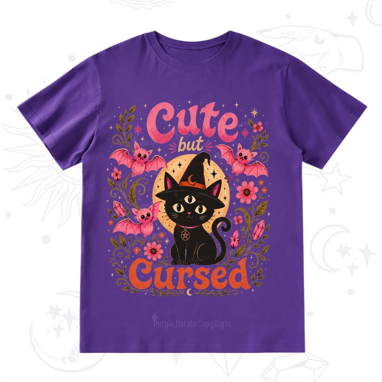 Purplehecate Cute but Cursed Black Cat T-Shirt