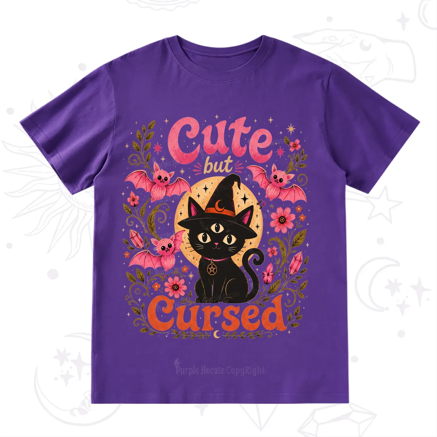 Purplehecate Cute but Cursed Black Cat T-Shirt
