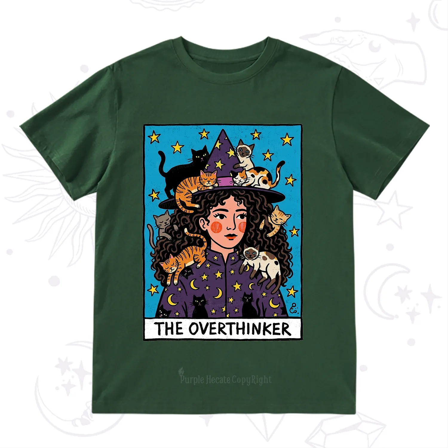 Purplehecate The Overthinker Witch Cat Party T-Shirt