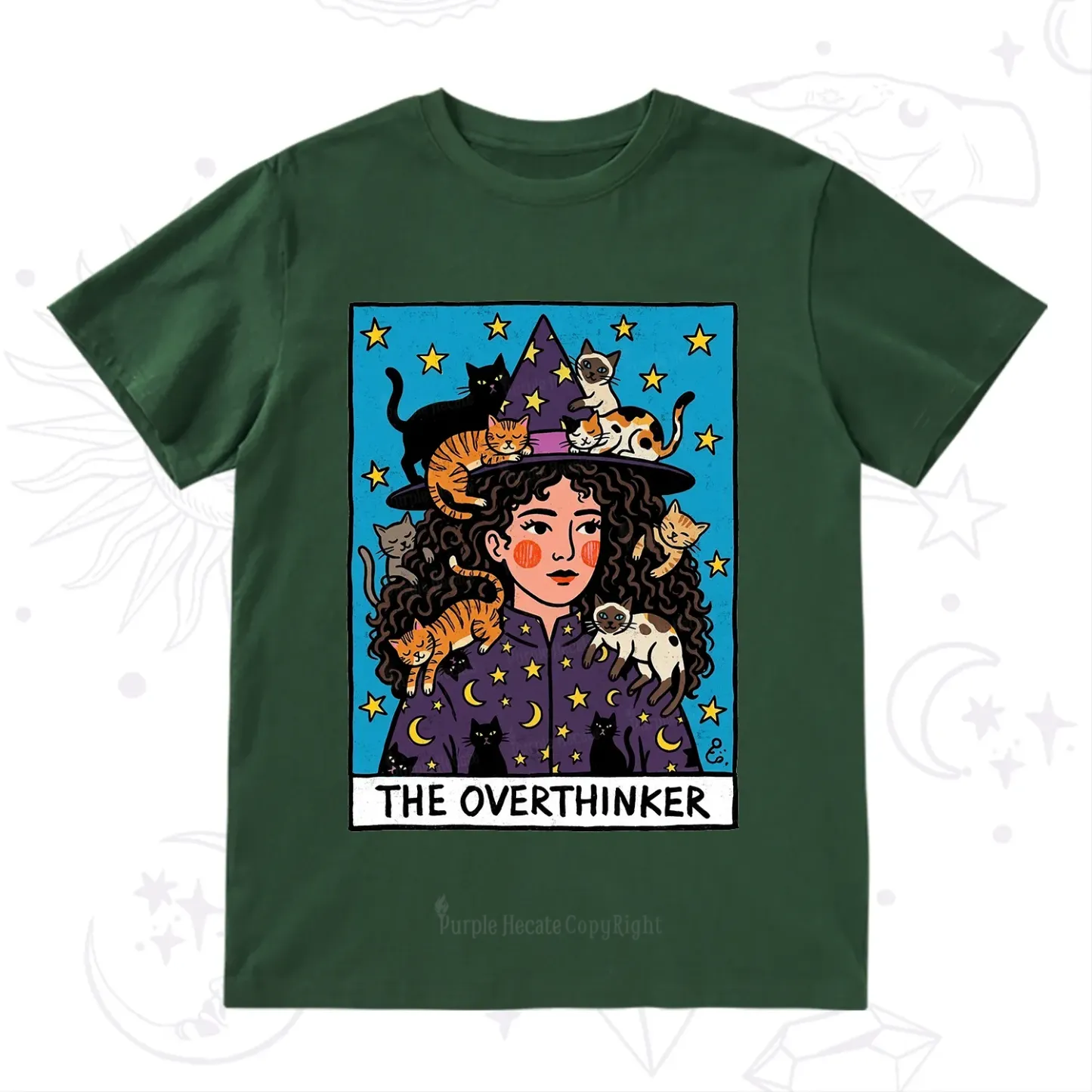 Purplehecate The Overthinker Witch Cat Party T-Shirt