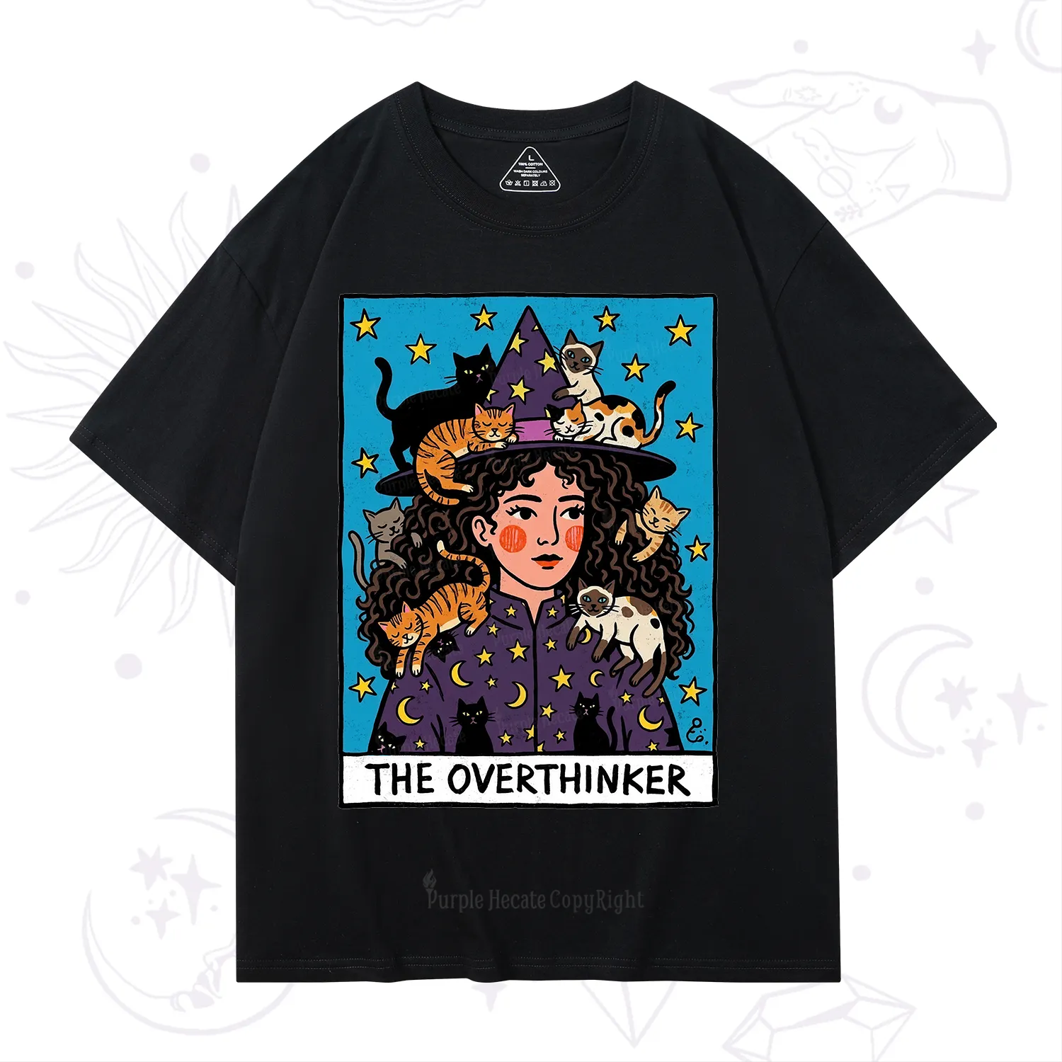 Purplehecate The Overthinker Witch Cat Party T-Shirt