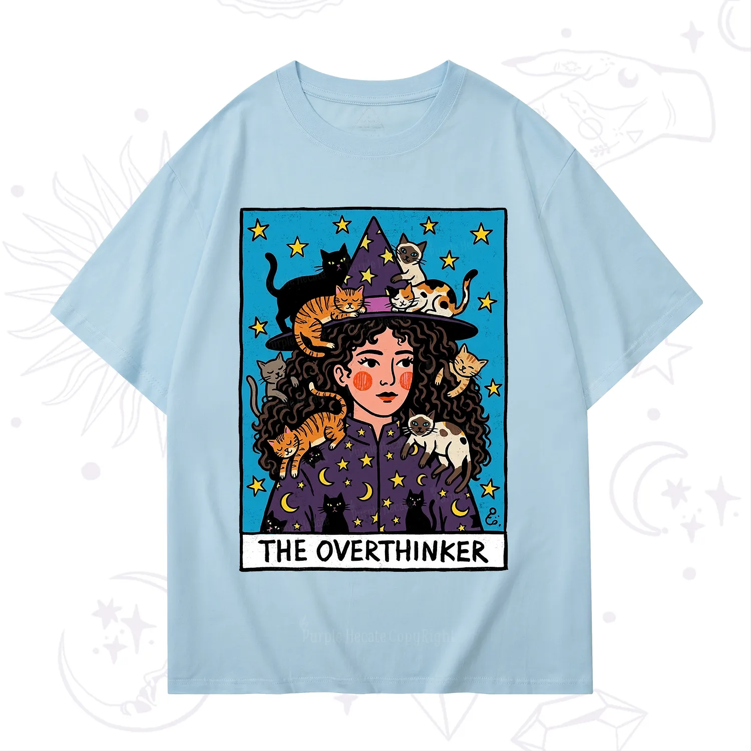 Purplehecate The Overthinker Witch Cat Party T-Shirt