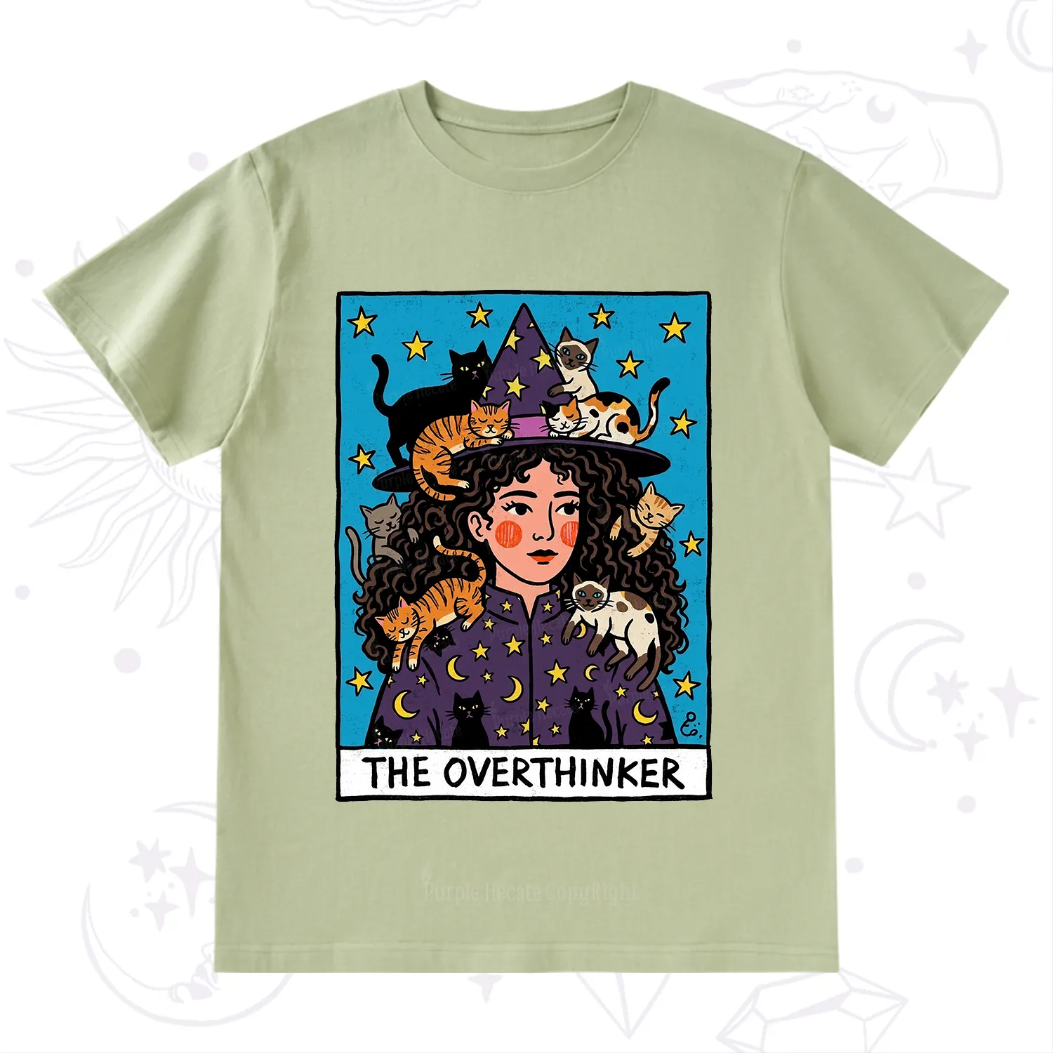 Purplehecate The Overthinker Witch Cat Party T-Shirt