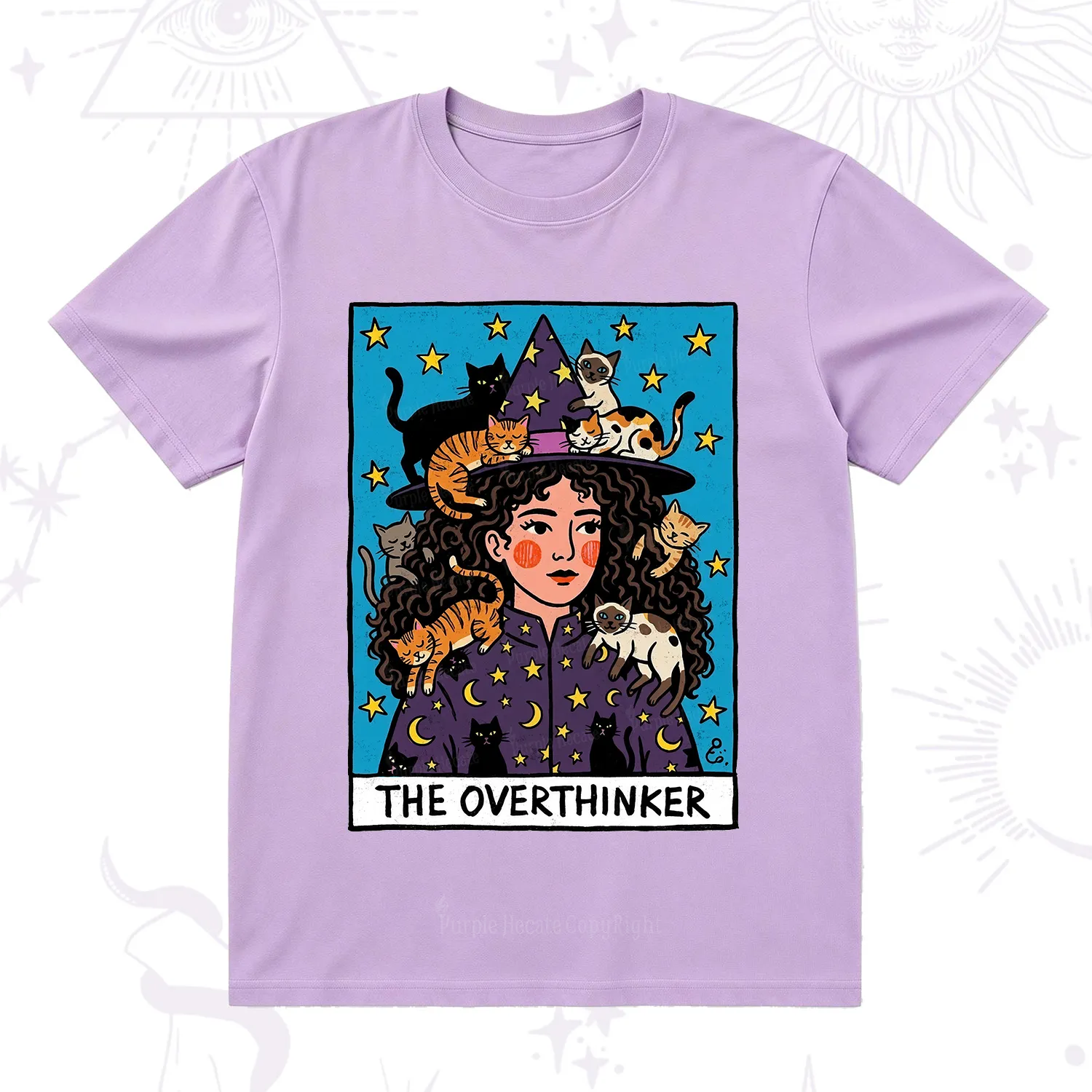 Purplehecate The Overthinker Witch Cat Party T-Shirt