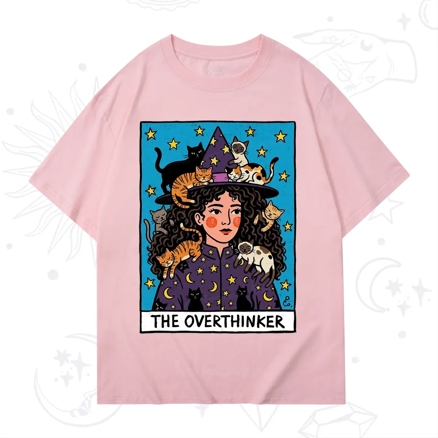 Purplehecate The Overthinker Witch Cat Party T-Shirt