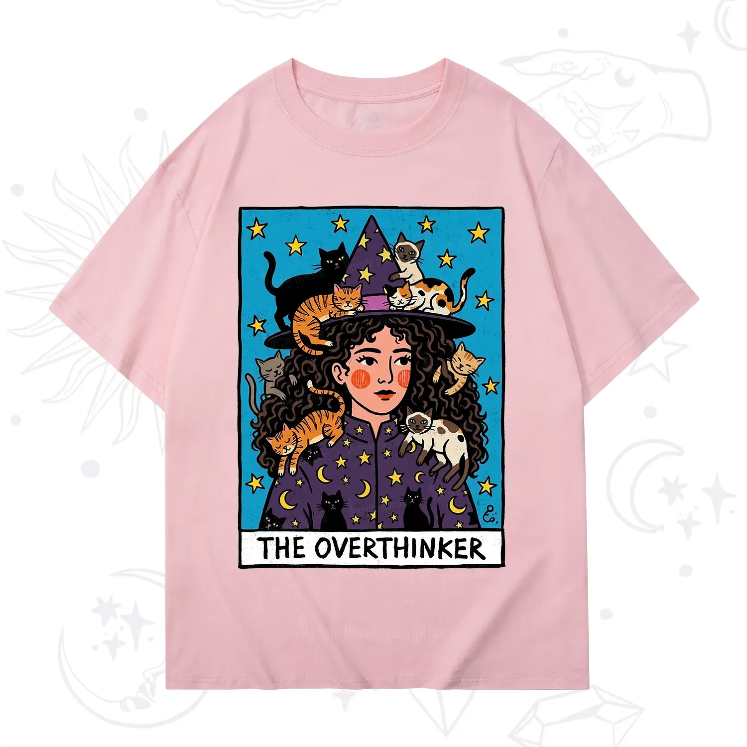 Purplehecate The Overthinker Witch Cat Party T-Shirt