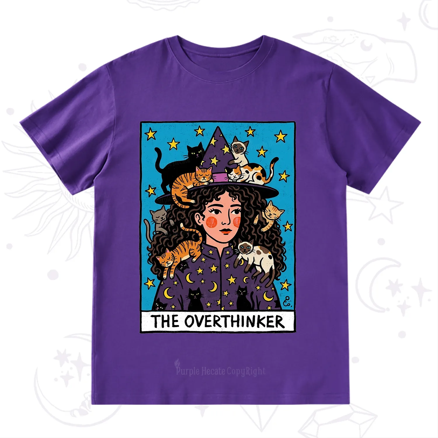 Purplehecate The Overthinker Witch Cat Party T-Shirt