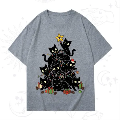 Purplehecate Black Cat Christmas Tree T-Shirt