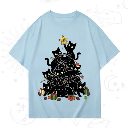 Purplehecate Black Cat Christmas Tree T-Shirt