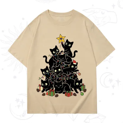 Purplehecate Black Cat Christmas Tree T-Shirt
