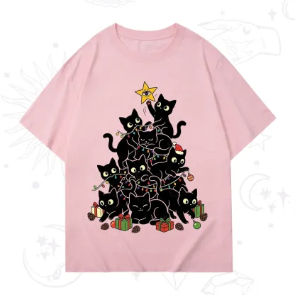 Purplehecate Black Cat Christmas Tree T-Shirt