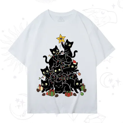 Purplehecate Black Cat Christmas Tree T-Shirt