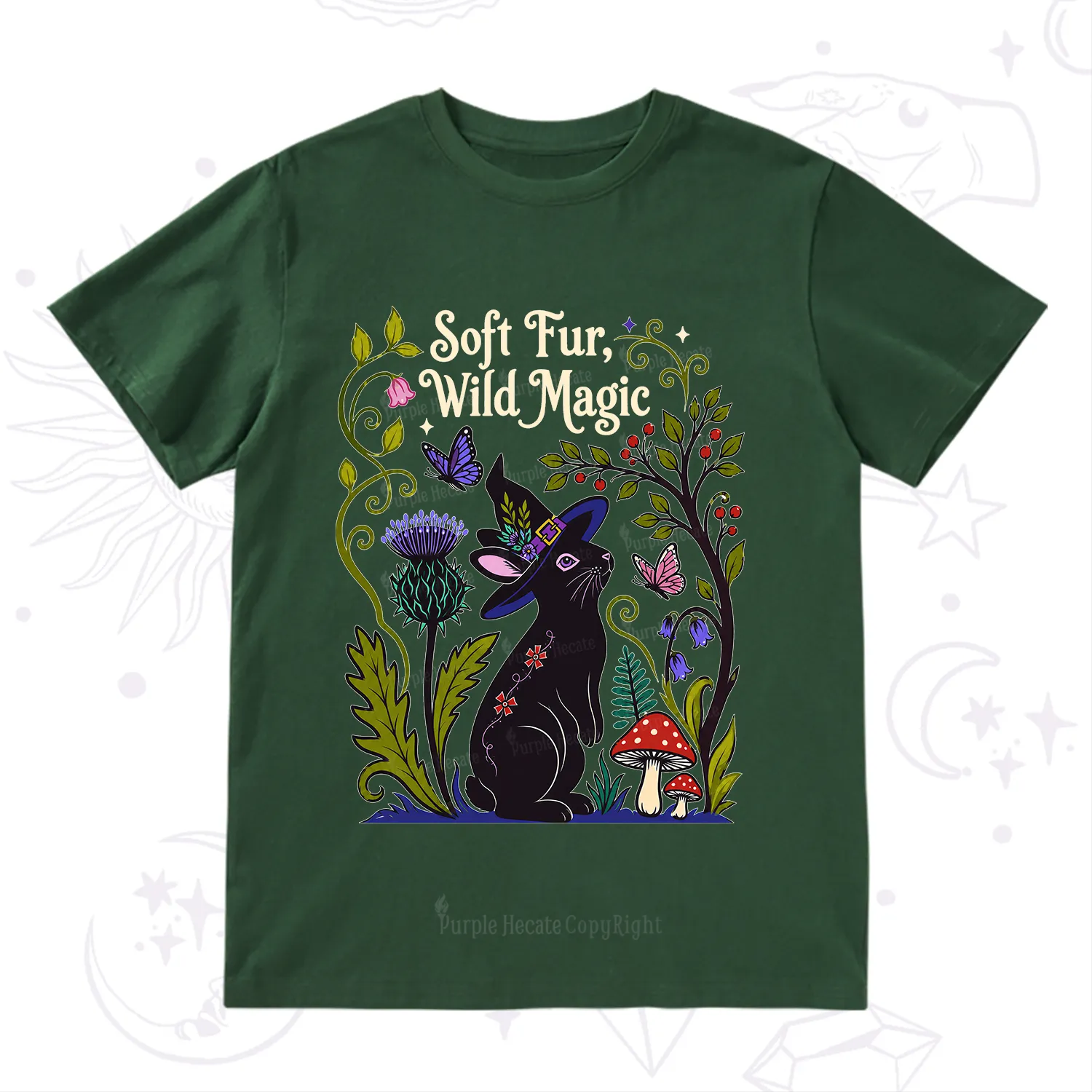 Purplehecate Soft Fur Wild Magic Black Bunny T-Shirt
