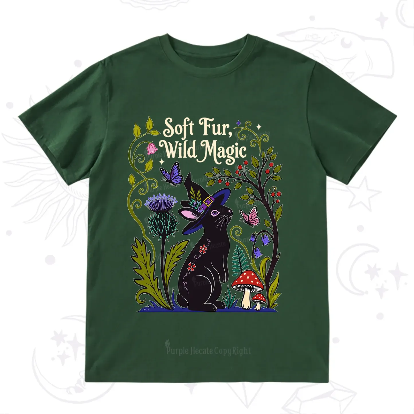 Purplehecate Soft Fur Wild Magic Black Bunny T-Shirt