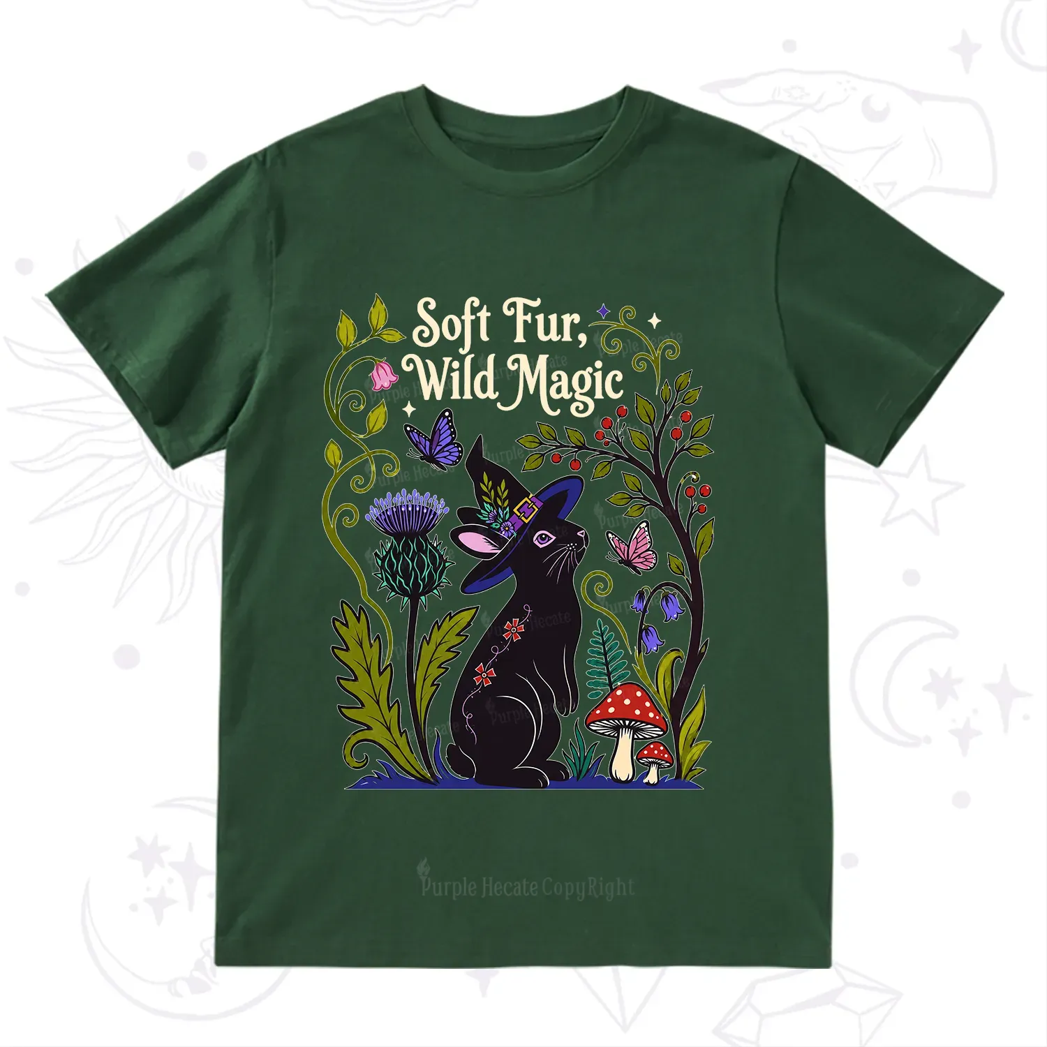 Purplehecate Soft Fur Wild Magic Black Bunny T-Shirt