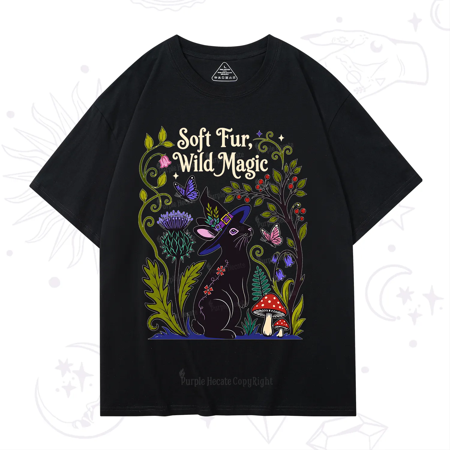 Purplehecate Soft Fur Wild Magic Black Bunny T-Shirt