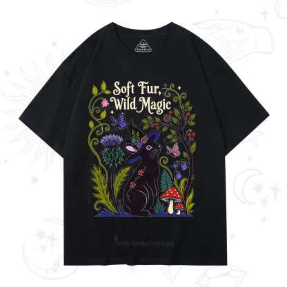 Purplehecate Soft Fur Wild Magic Black Bunny T-Shirt